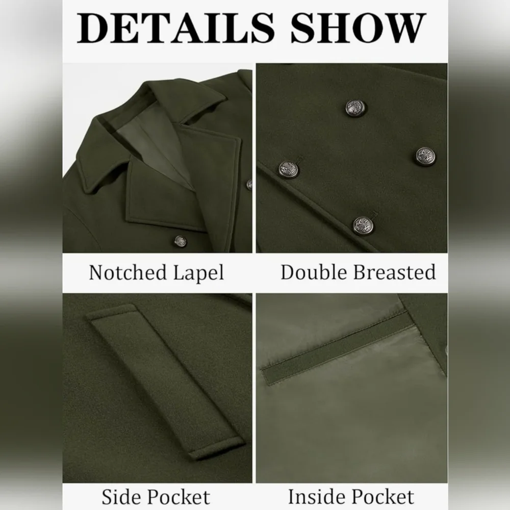 Men's Olive Double-Breasted Trench Coat (Opened bag to determine correct size)
